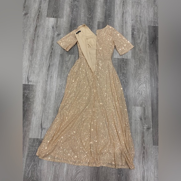 Shein Tiered A-Line Sequin V-Neck Maxi Dress size 4 - Picture 11 of 12